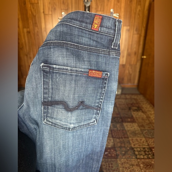 7 For All Mankind Dark Denim Bootcut Jeans - Size 29, Low Waisted - Picture 3 of 4